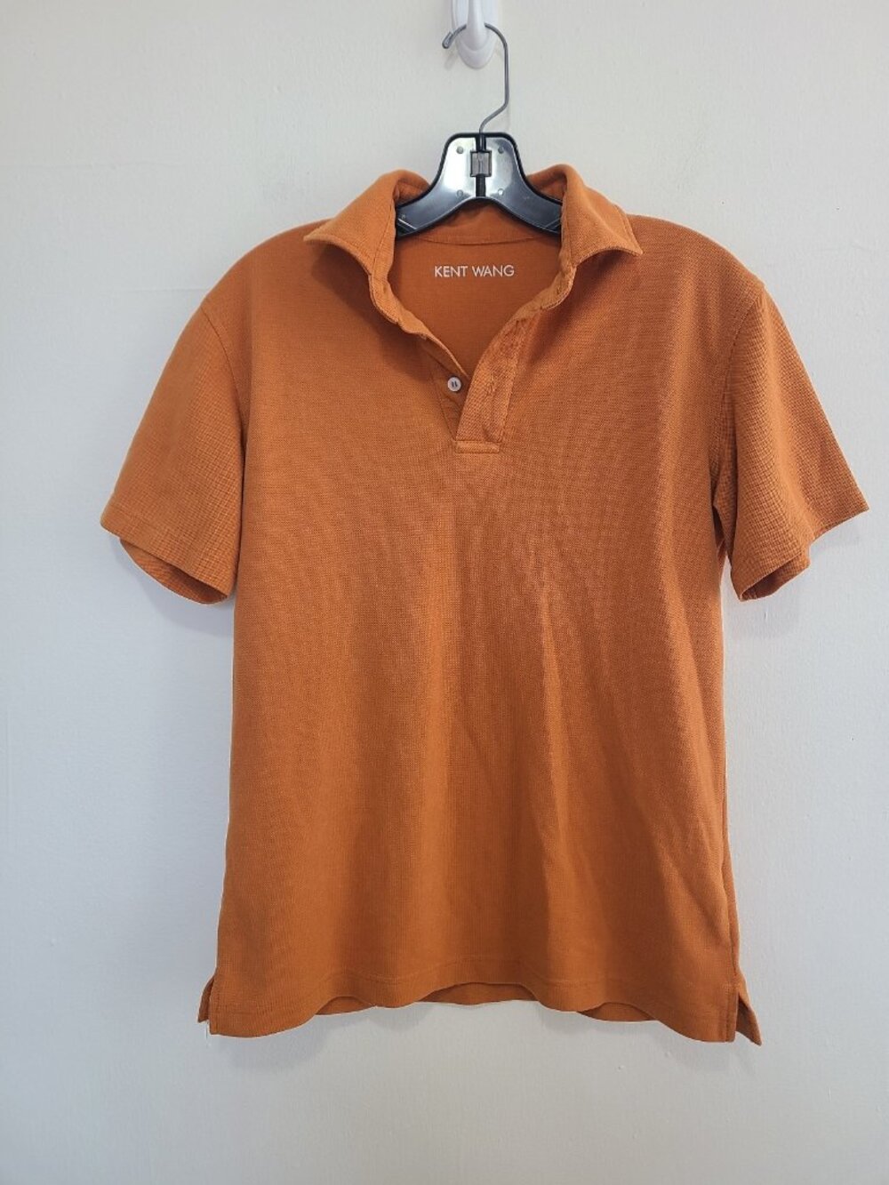Kent Wang Pique Polo Shirt Mens S Rust 100% Cotton Knit Short Sleeve Casual